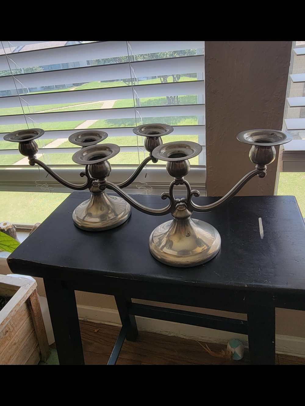 Classic Silver-Finish 5-Arm Candelabra Pair
